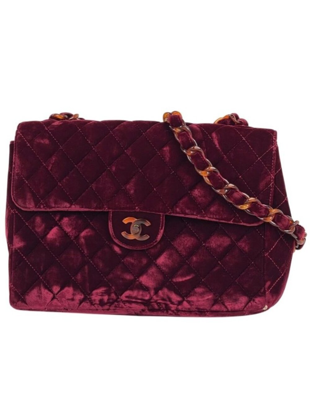 Chanel CC Logo Platinum Shoulder Bag Quilted Velvet